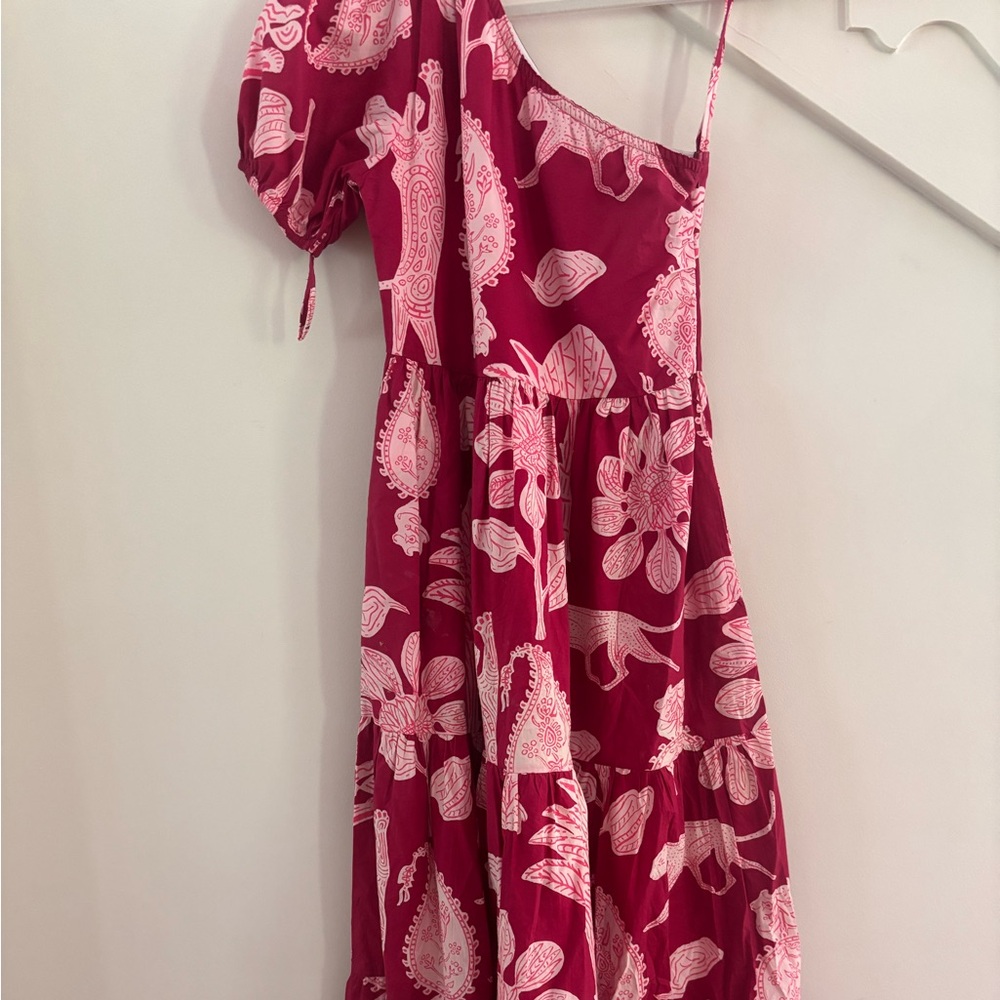 Oliphant Berry Pink Floral Tiered Maxi Dress